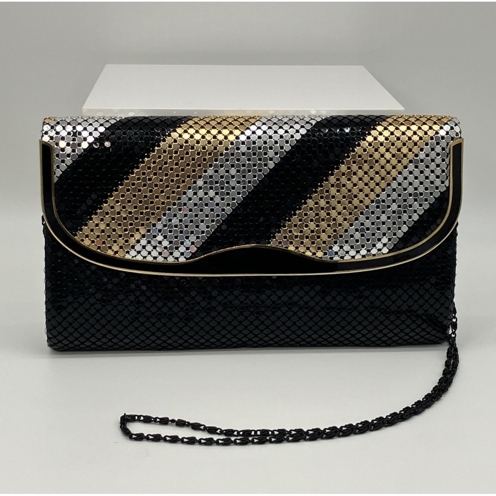 Vintage Gold Silver‎ Bronze Metal Mesh Chainmail Purse Evening Shoulder Bag 80s